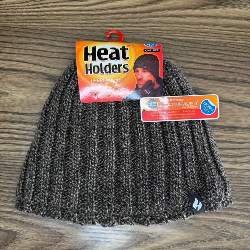 NWT Heat Holders Ribbed Thermal Hat Brown One Size